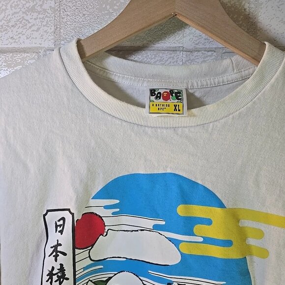 A Bathing Ape Japan Culture Lucky Cat Graphic Print WhiteT-shirt Men's Size XL - Picture 7 of 11